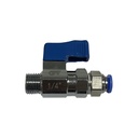 Válvula Mini BRONCE para CO2 - 6 mm con Rosca Macho 1/4"