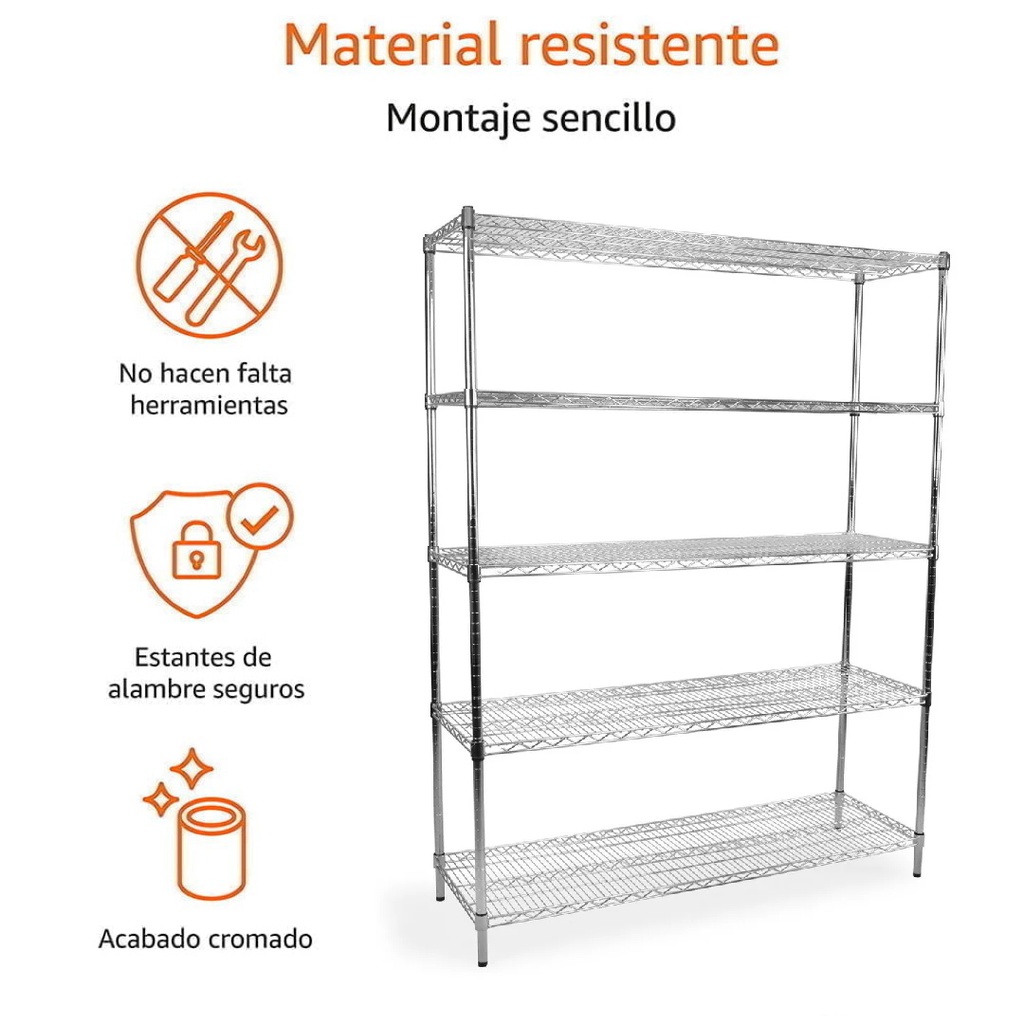 Estantería Cromada 200x120x45 cm para VPDome