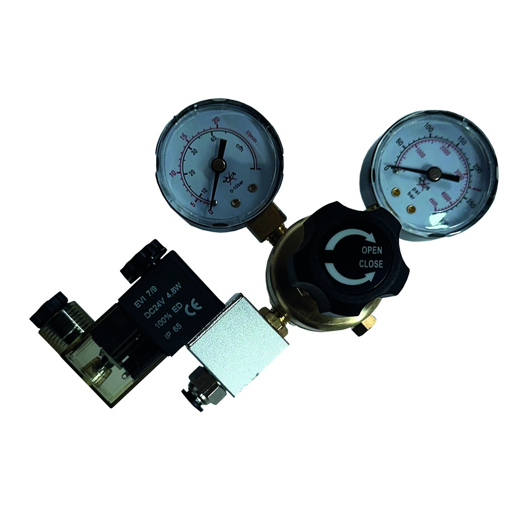 [REGCO2] Regulador CO2 con Manómetro y Solenoide 24v ó 12v