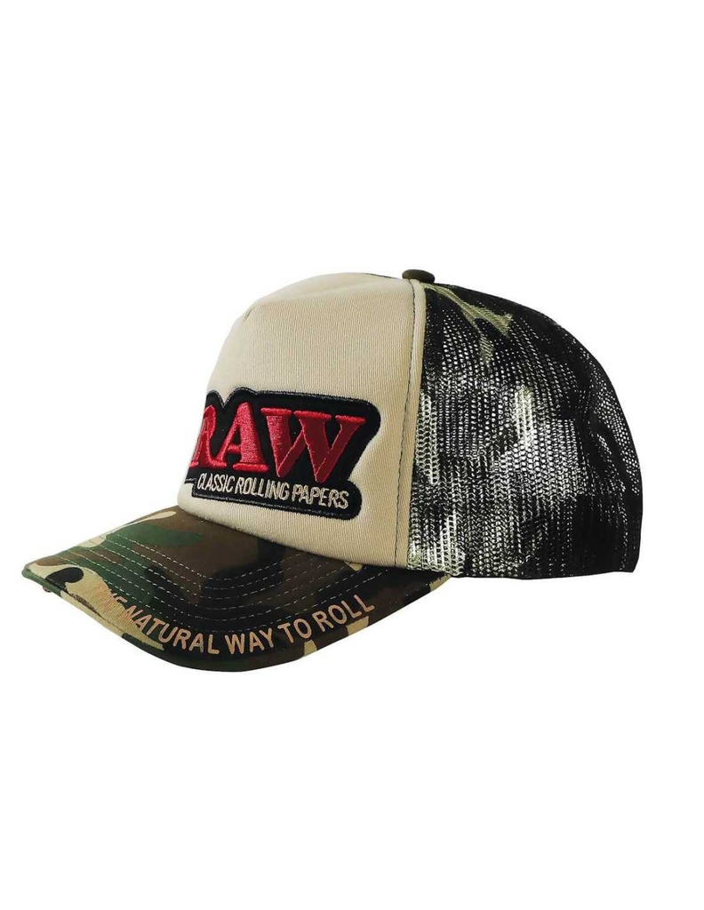 Gorra Raw Trucker Camuflaje Beige con Poker