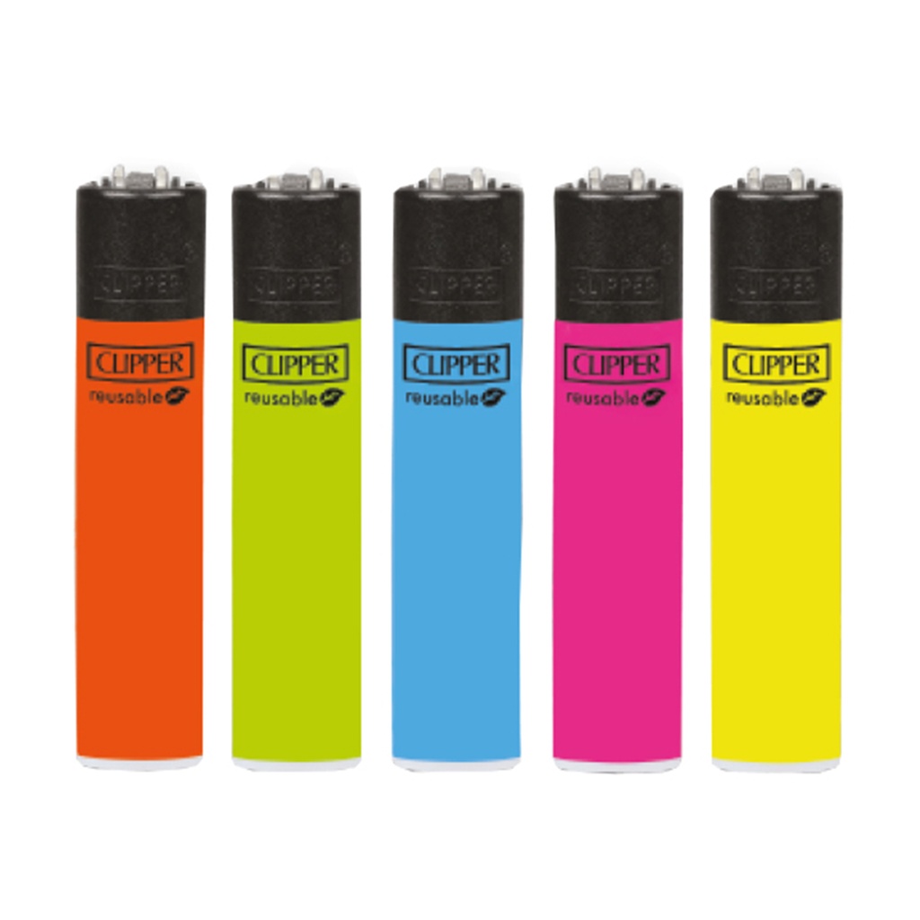 [CLCOL05] Encendedores CLIPPER - Colección Solid Fluor - Display 24x